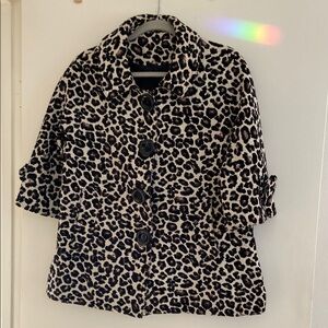 Leopard Print Button-Up Coat